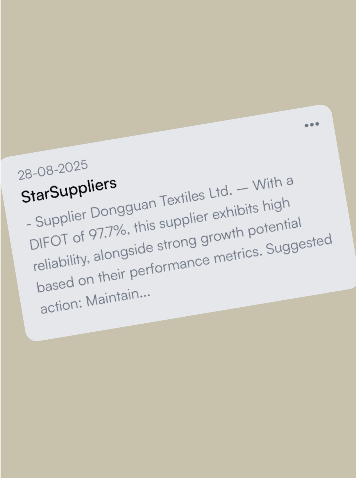 Supplier Performance Benchmarking