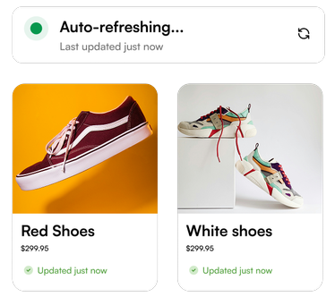 Product records updating live with current prices and stock status